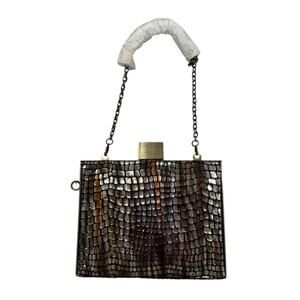 Hobo Embossed Mixed Metals Scales Clutch Purse Chain